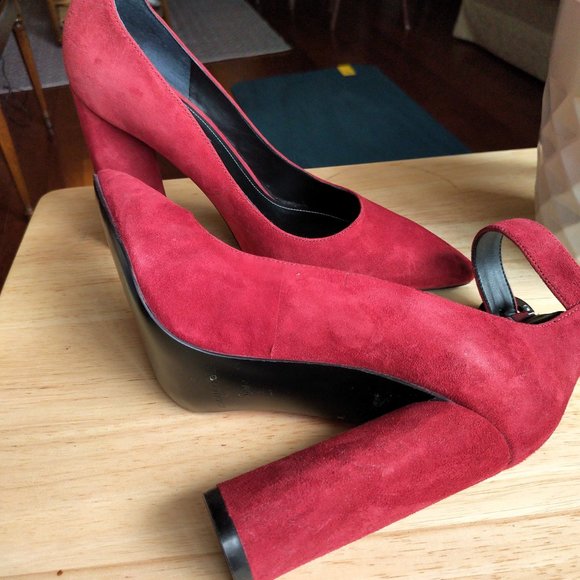 Kendall & Kylie Dark Red Suede ankle strap heels - Picture 1 of 9